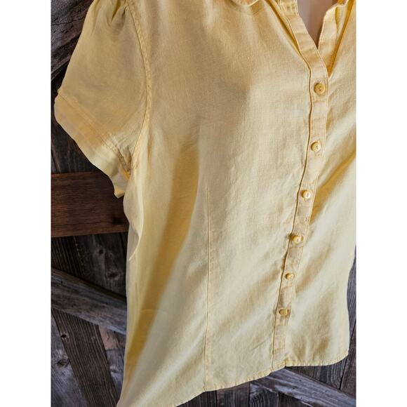 Kim rogers 100% linen short sleeve button up back bottom slit summer casual XL ^ - Picture 2 of 6